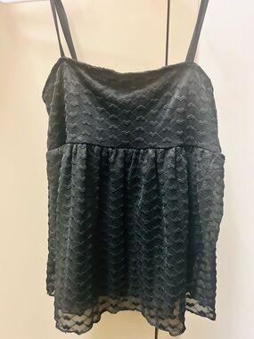 Black Textured Spaghetti-Strap Camisole Top